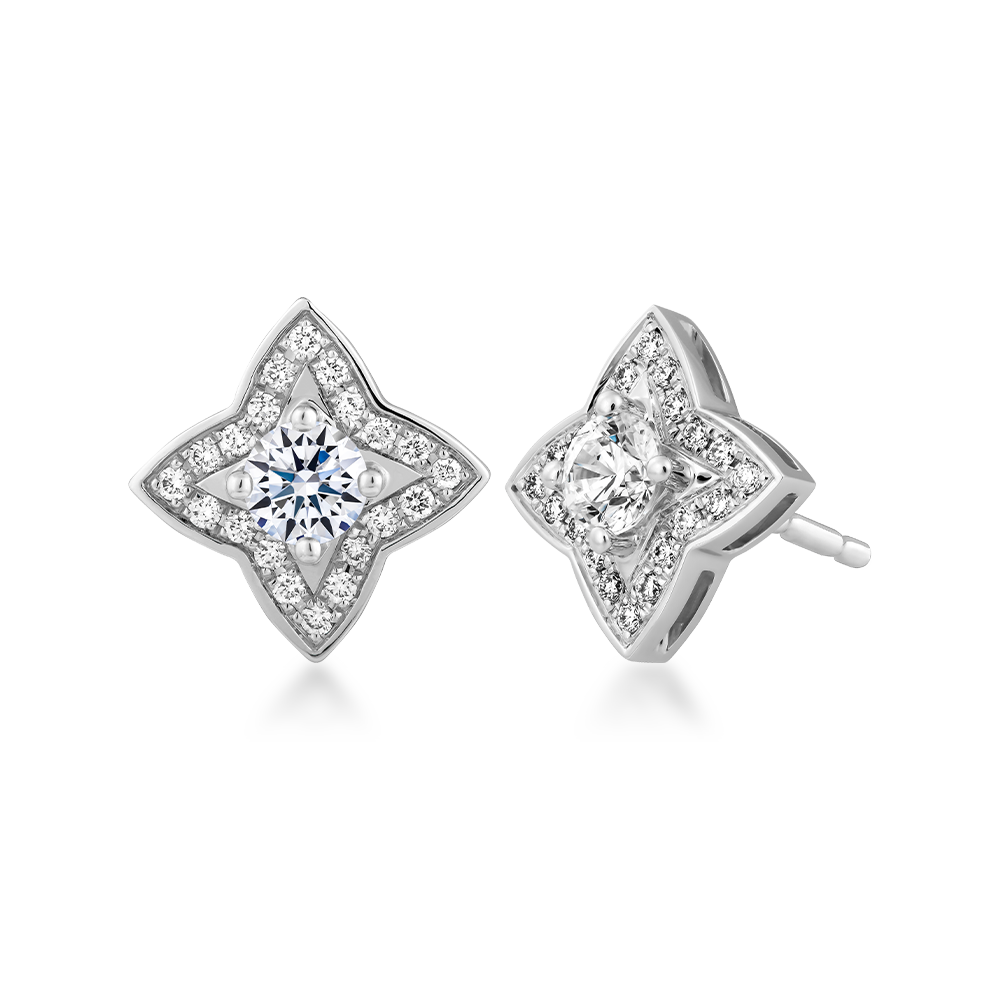 Hoa tai kim cương tấm vàng 14K Lovely Star 3C