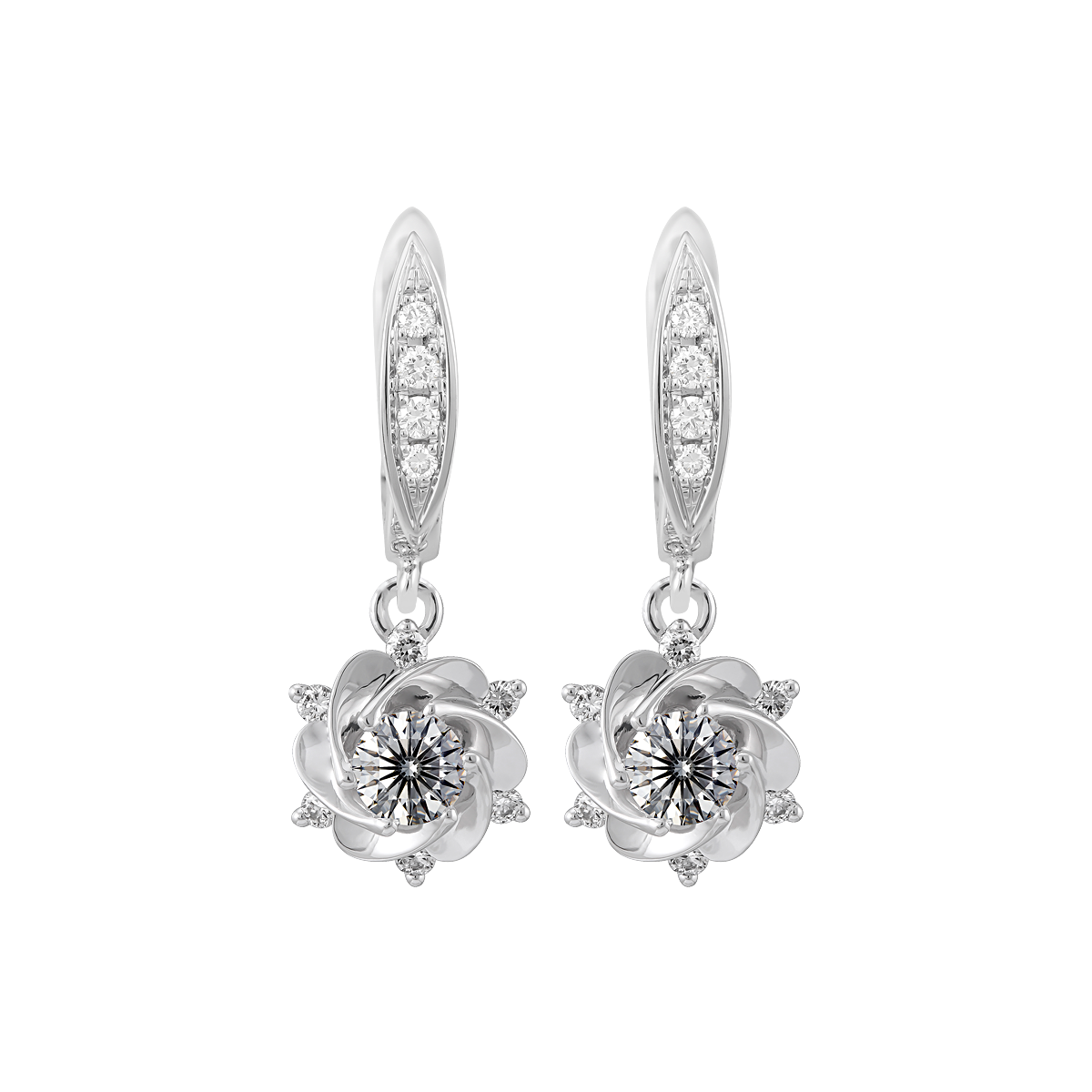 Hoa tai kim cương vàng 14K Camelia L 10p