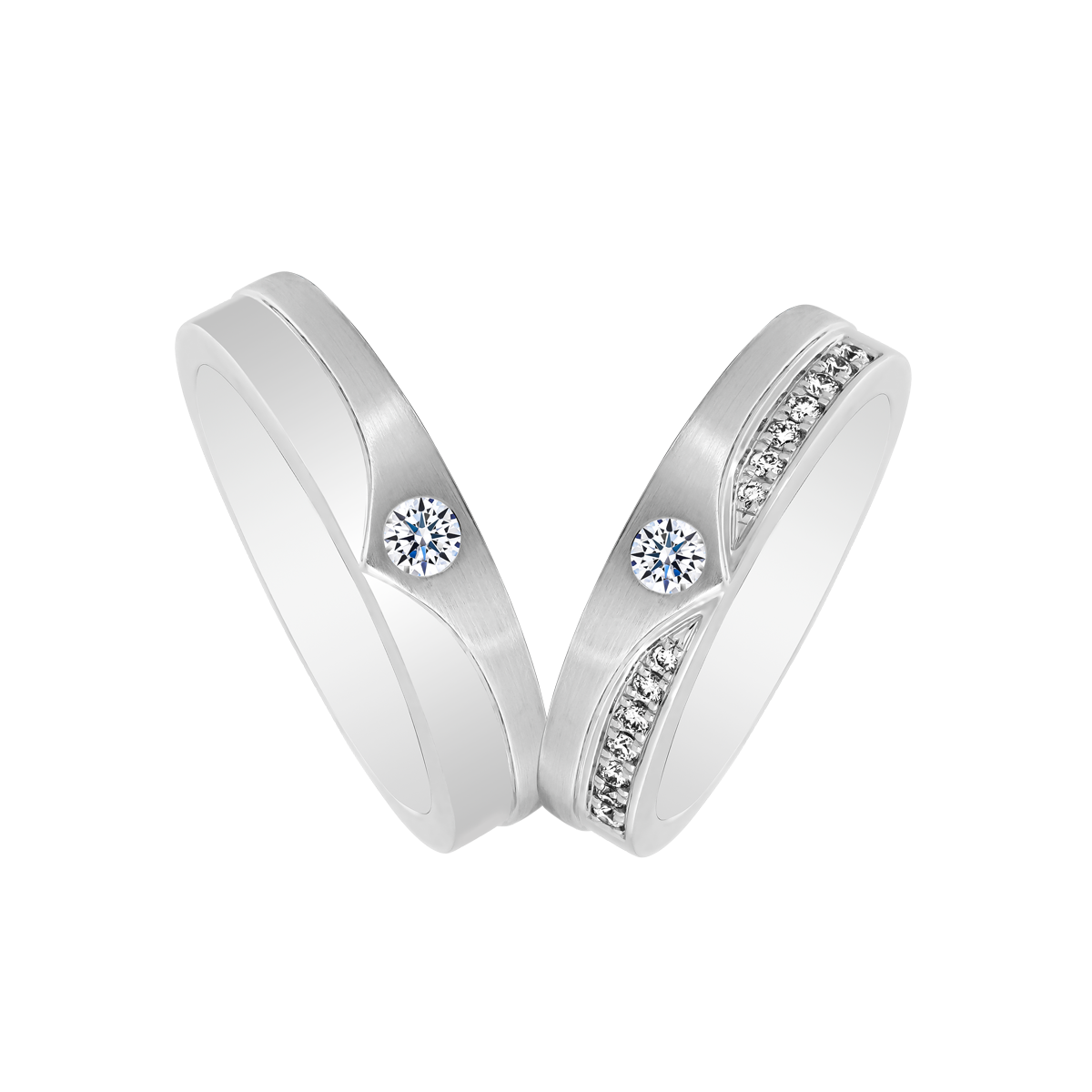 Nhẫn cưới nam kim cương vàng 14K Florencia 5p M