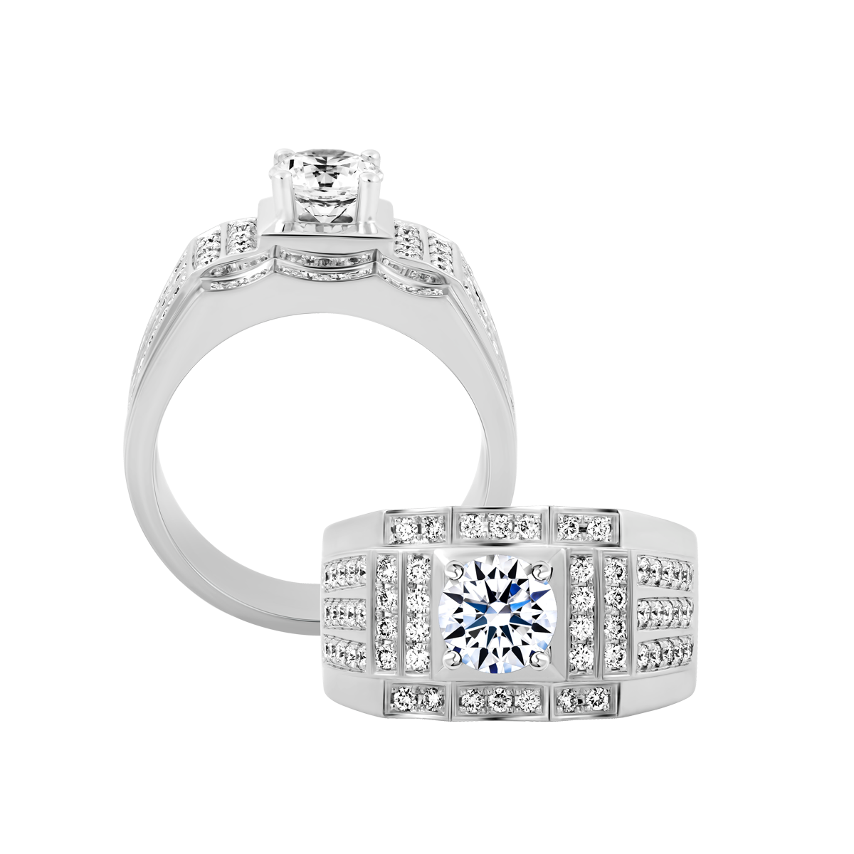 Nhẫn nam kim cương tấm vàng 14K Doughty 1CT W