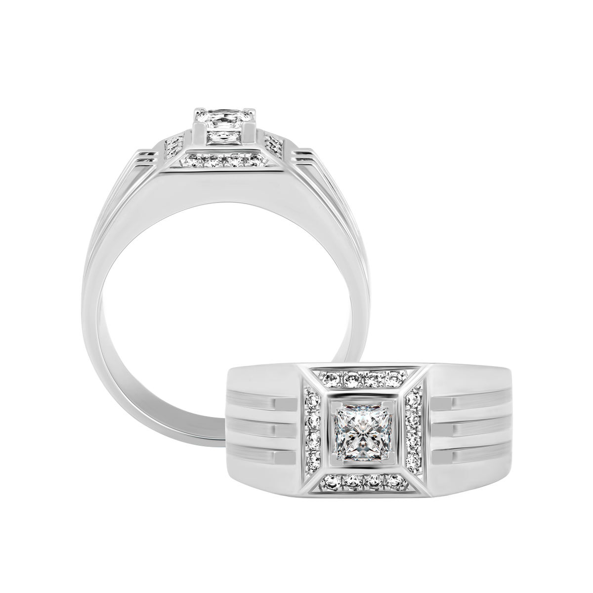 Nhẫn nam đính đá CZ vàng 14K Kevin PR 2C W