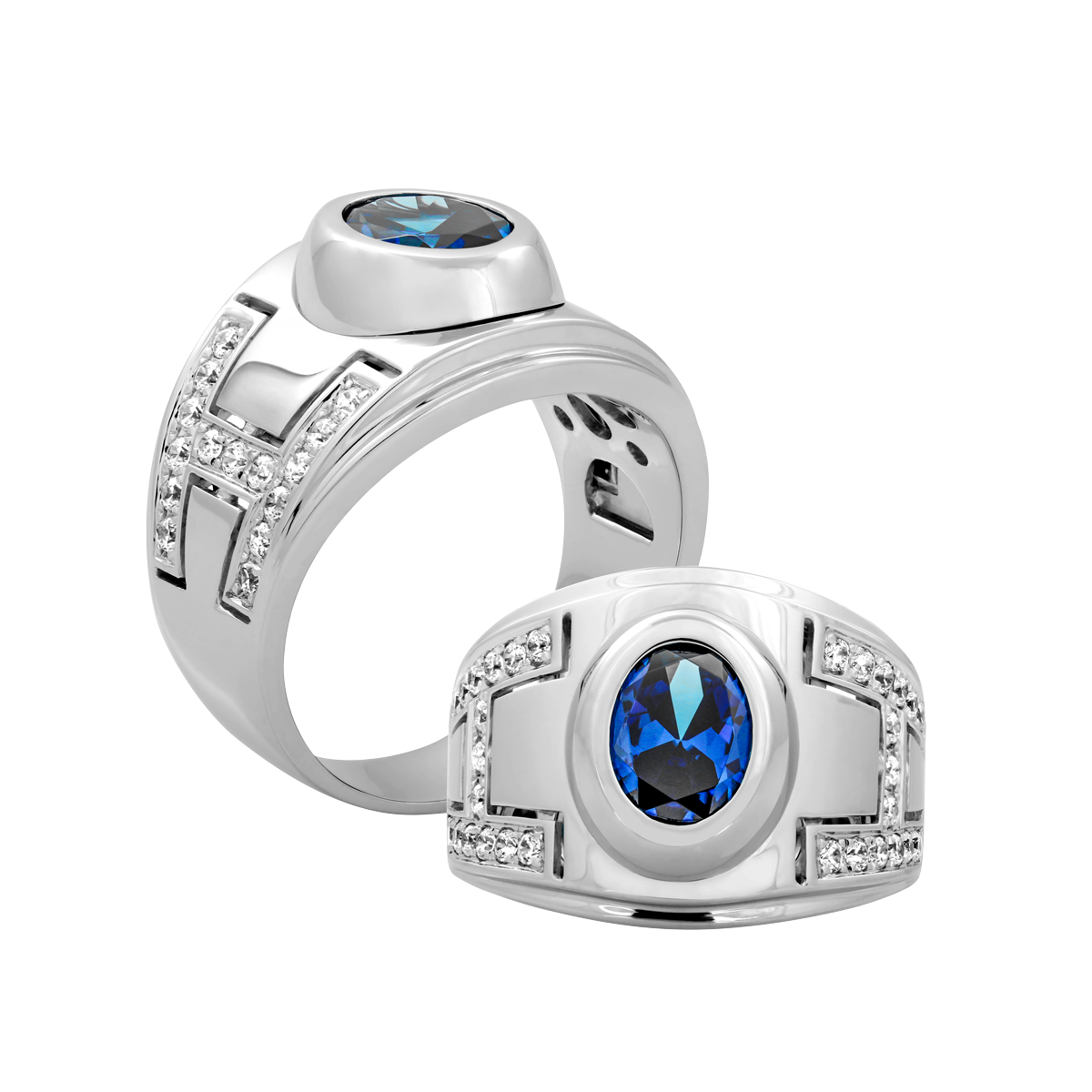 Nhẫn nam đính đá màu Sapphire vàng 14K Pride S.Sap W