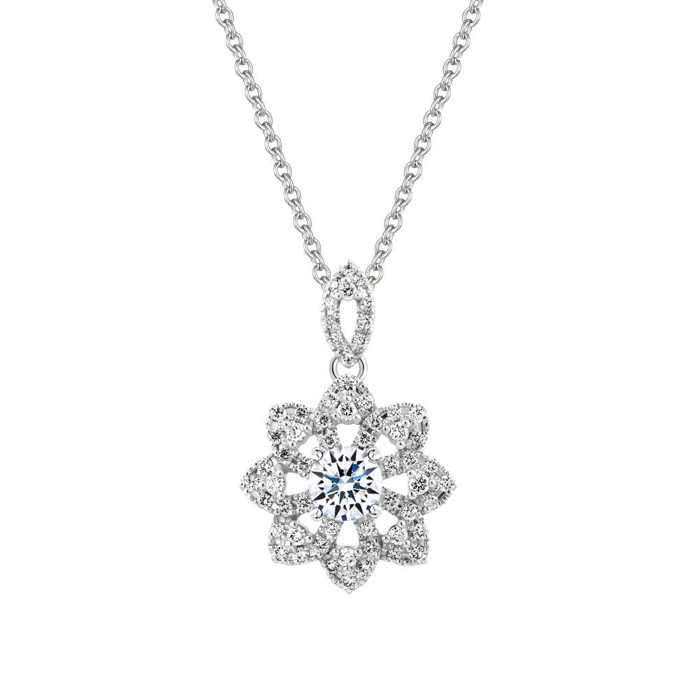 Mặt kim cương tấm vàng 14K Florid 3C