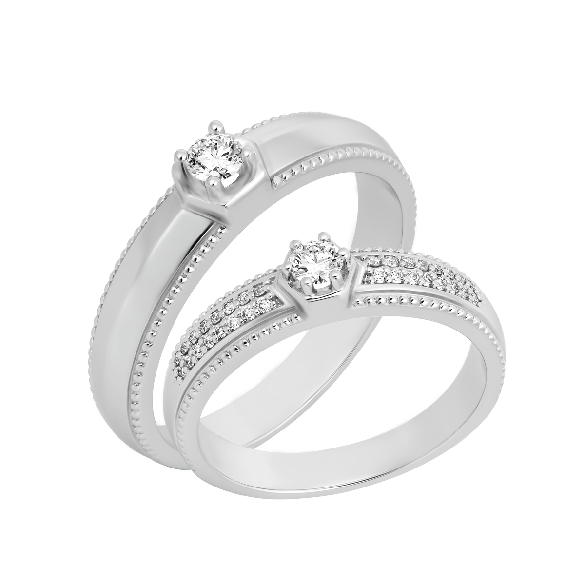 Nhẫn cưới nữ kim cương tấm vàng 14K Sweetheart 2C F