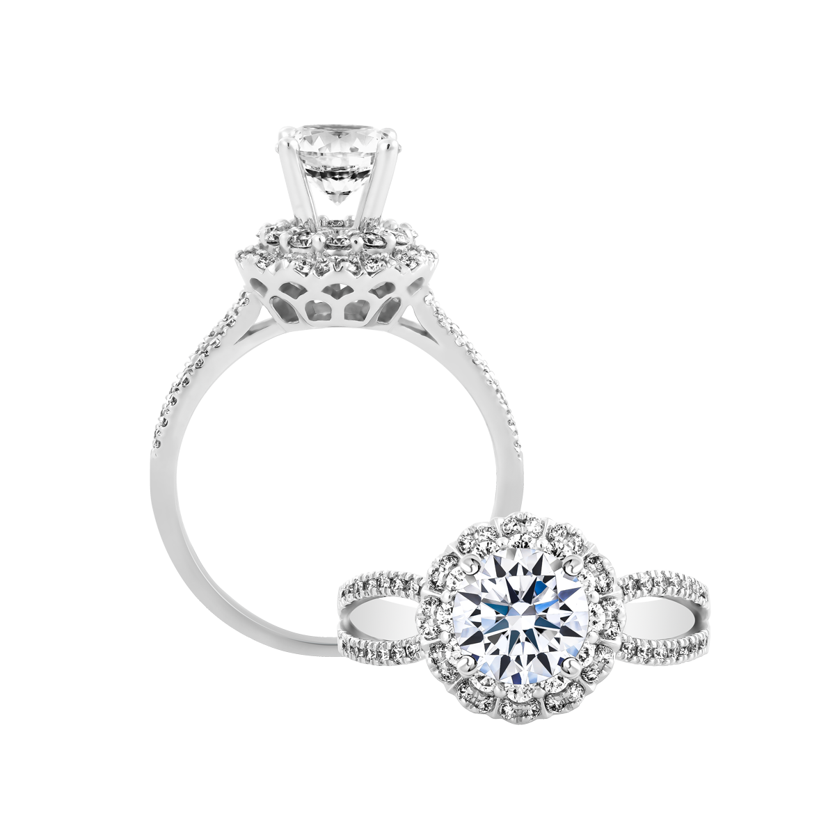 Nhẫn nữ kim cương tấm vàng 14K Akina 1CT