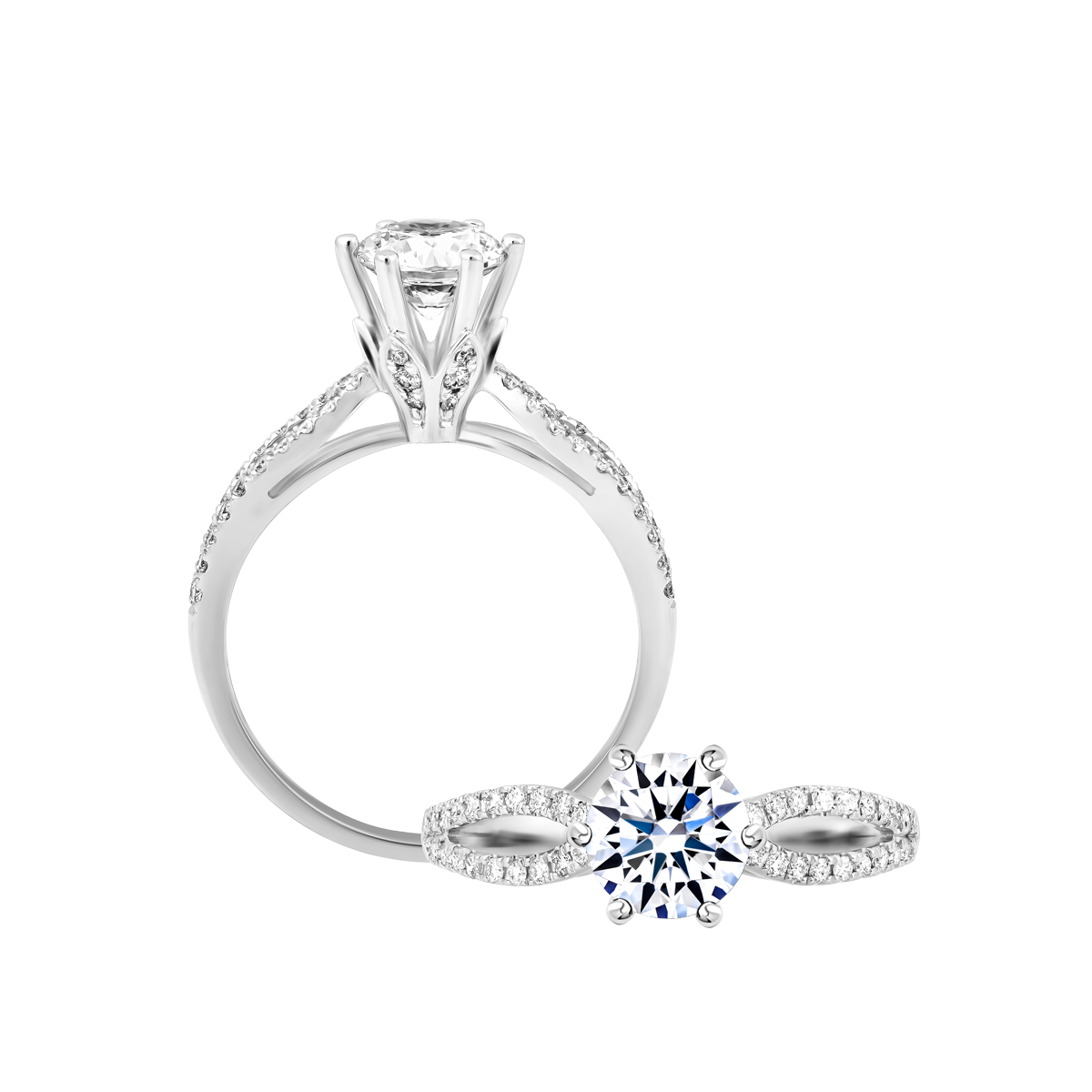 Ổ nhẫn nữ kim cương tấm vàng 14K Glowing 1CT