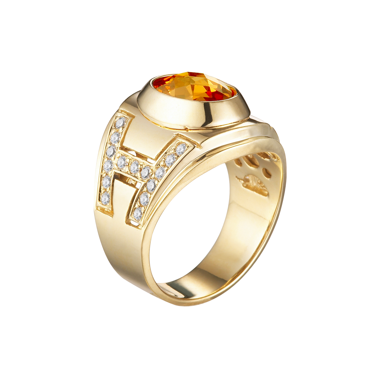 Nhẫn nam kim cương tấm vàng 14K Pride S.Cha Y