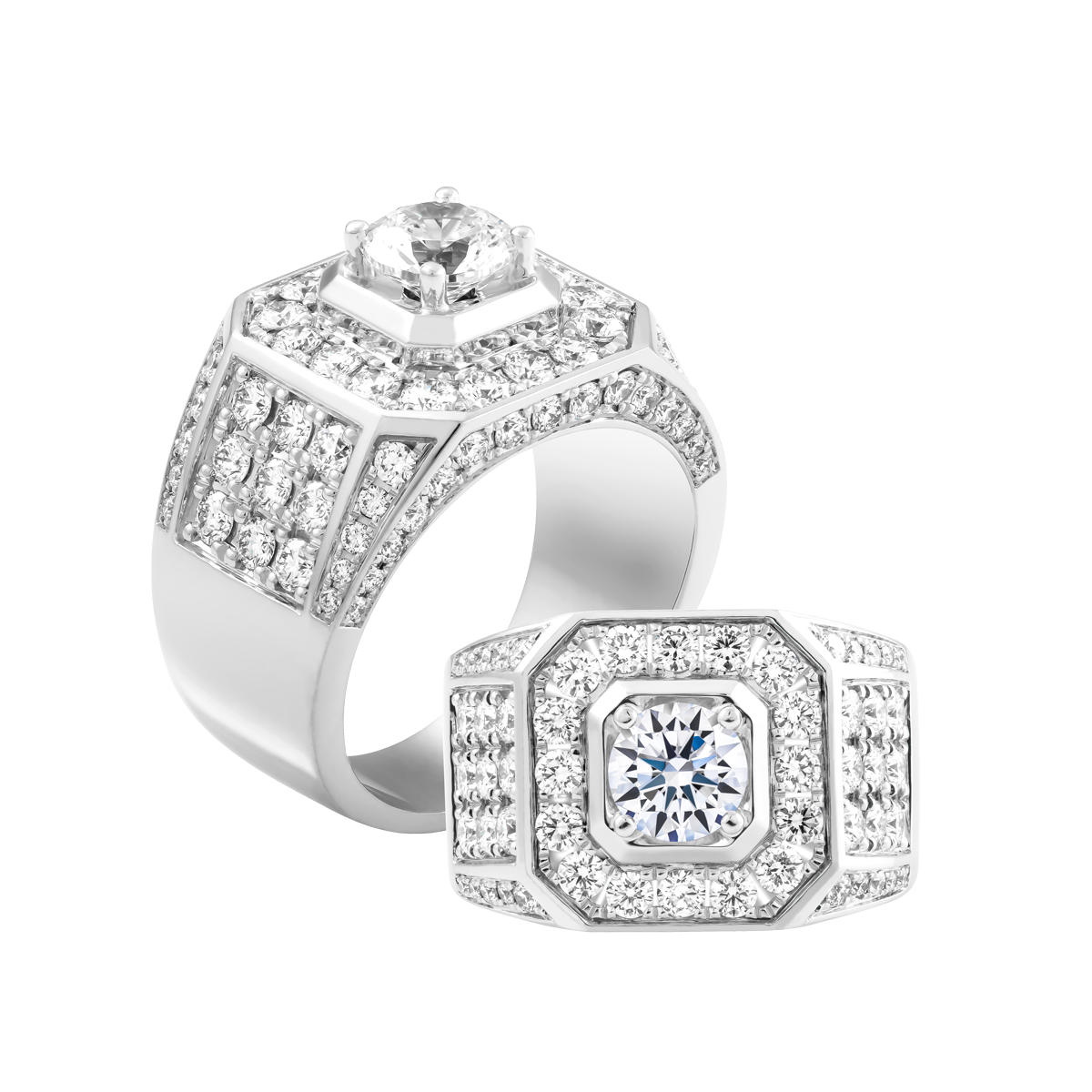 Ổ nhẫn nam kim cương tấm vàng 14K Caddie 5C W