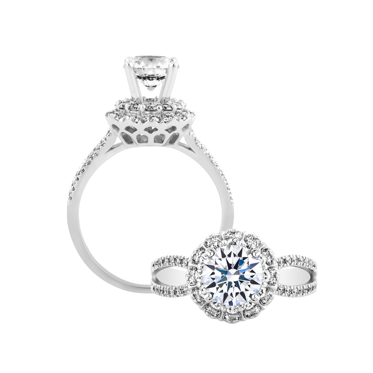 Nhẫn nữ kim cương tấm vàng 14K Akina 3C