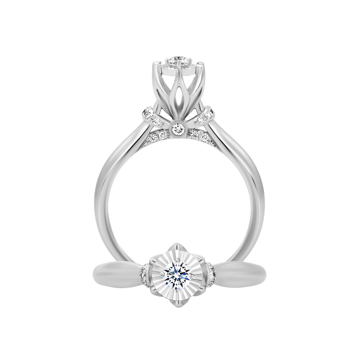 Nhẫn nữ kim cương 8 Hearts & Arrows vàng 14K Delights V2 H&A 2C