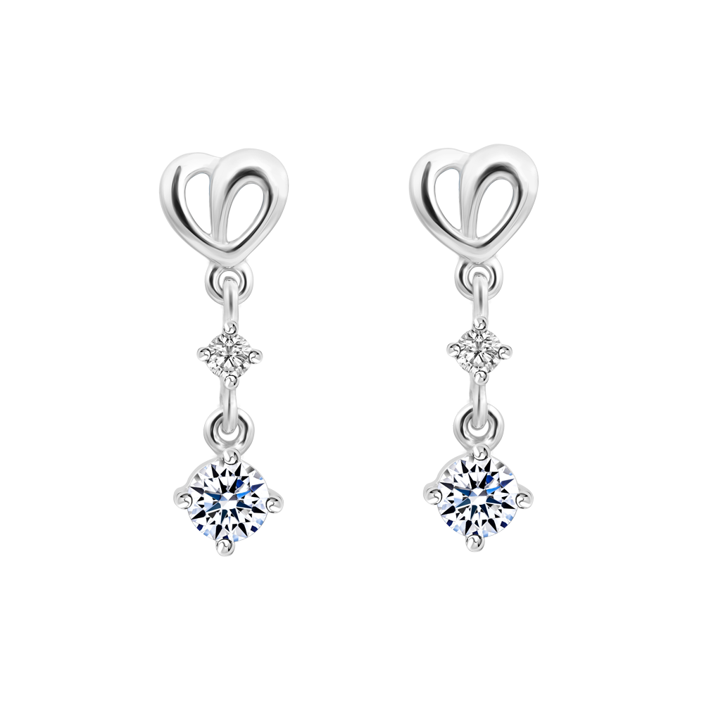 Hoa tai đính đá CZ vàng 14K Filling Heart 2C