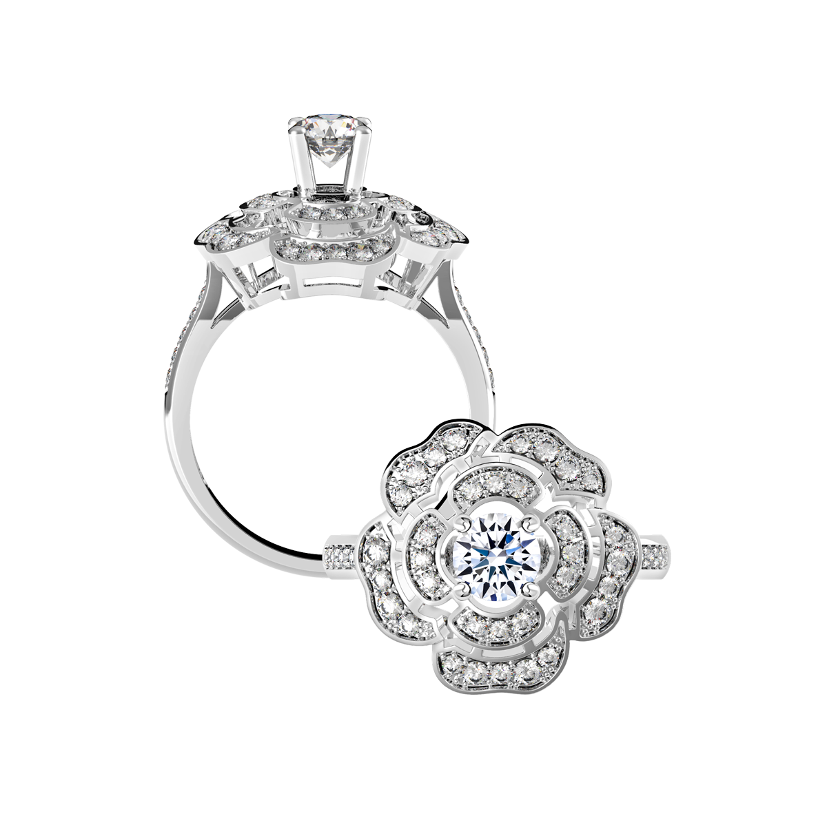 Nhẫn nữ kim cương tấm vàng 14K Rosing 5C