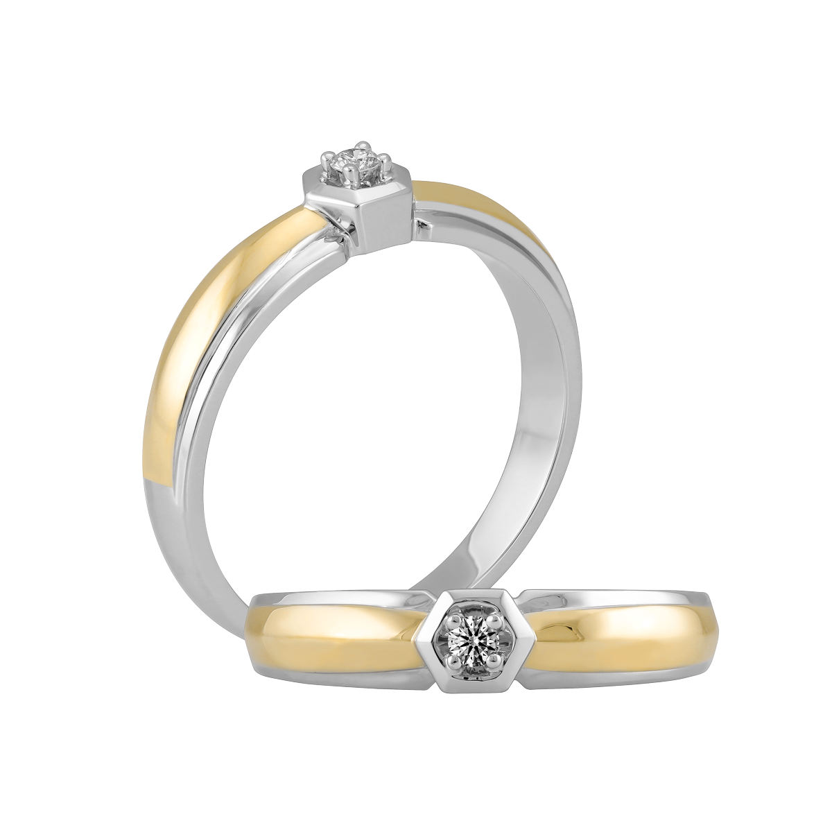 Nhẫn cưới nữ kim cương viên vàng 14K Tristina F