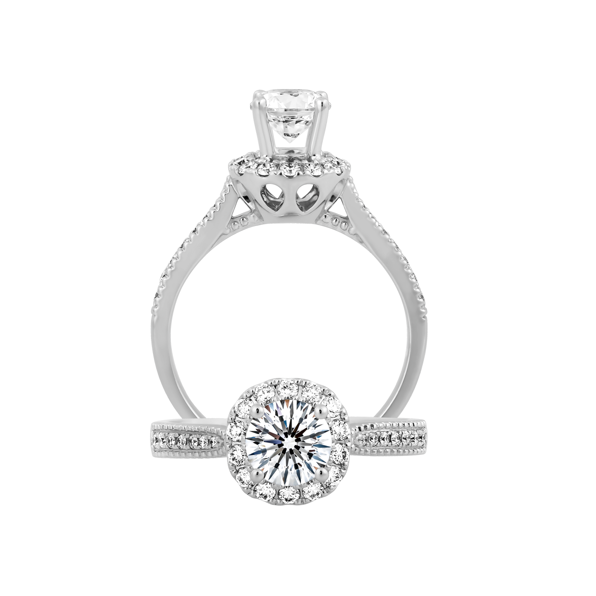 Nhẫn nữ kim cương 8 Hearts & Arrows vàng 14K Favor H&A 3C