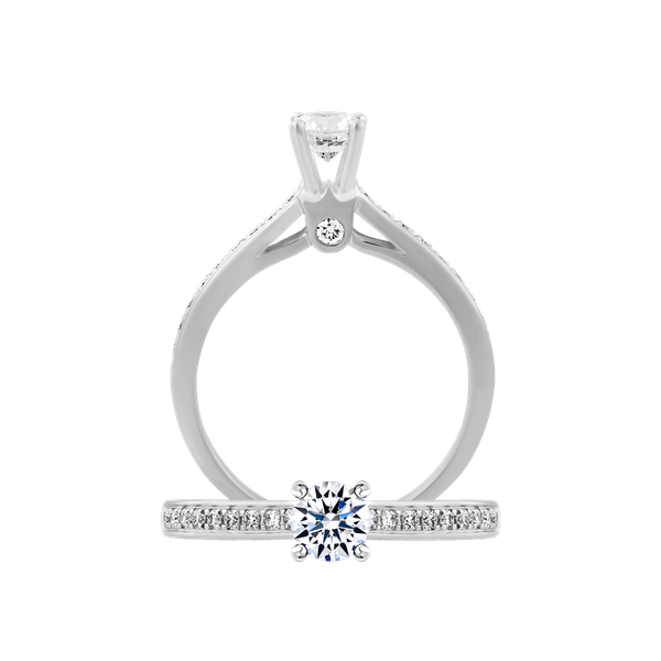 Nhẫn nữ kim cương 8 Hearts & Arrows vàng 14K Adeline H&A 2C