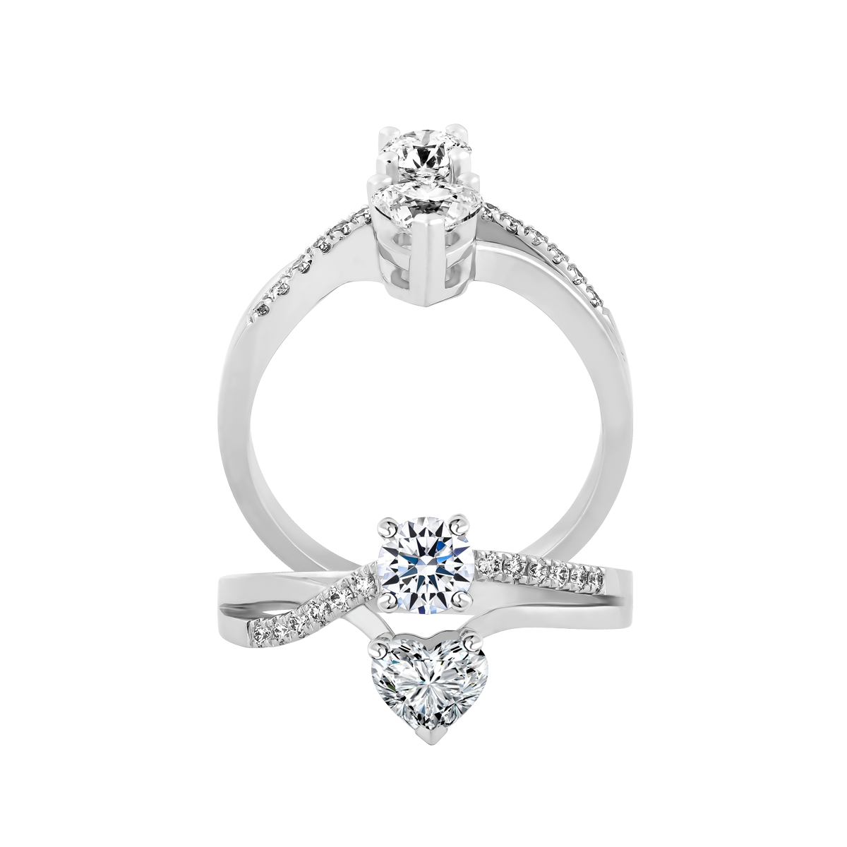 Nhẫn nữ kim cương viên vàng 14K Amorita H&R 2C