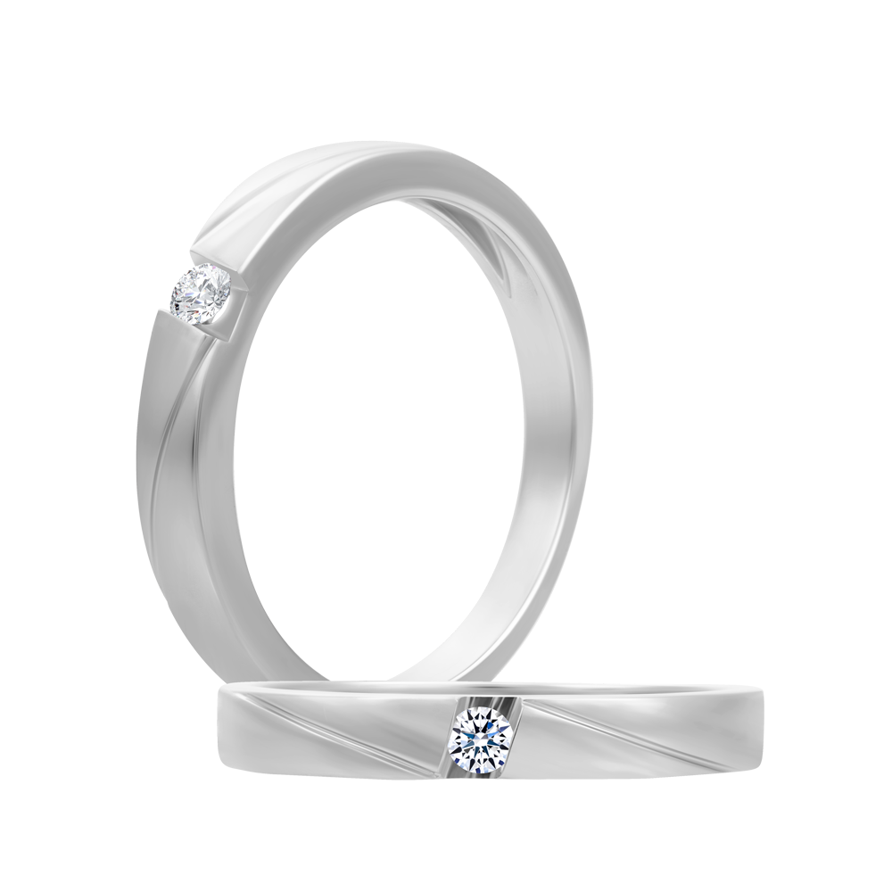 Nhẫn cưới nữ kim cương viên vàng 14K Luminary F