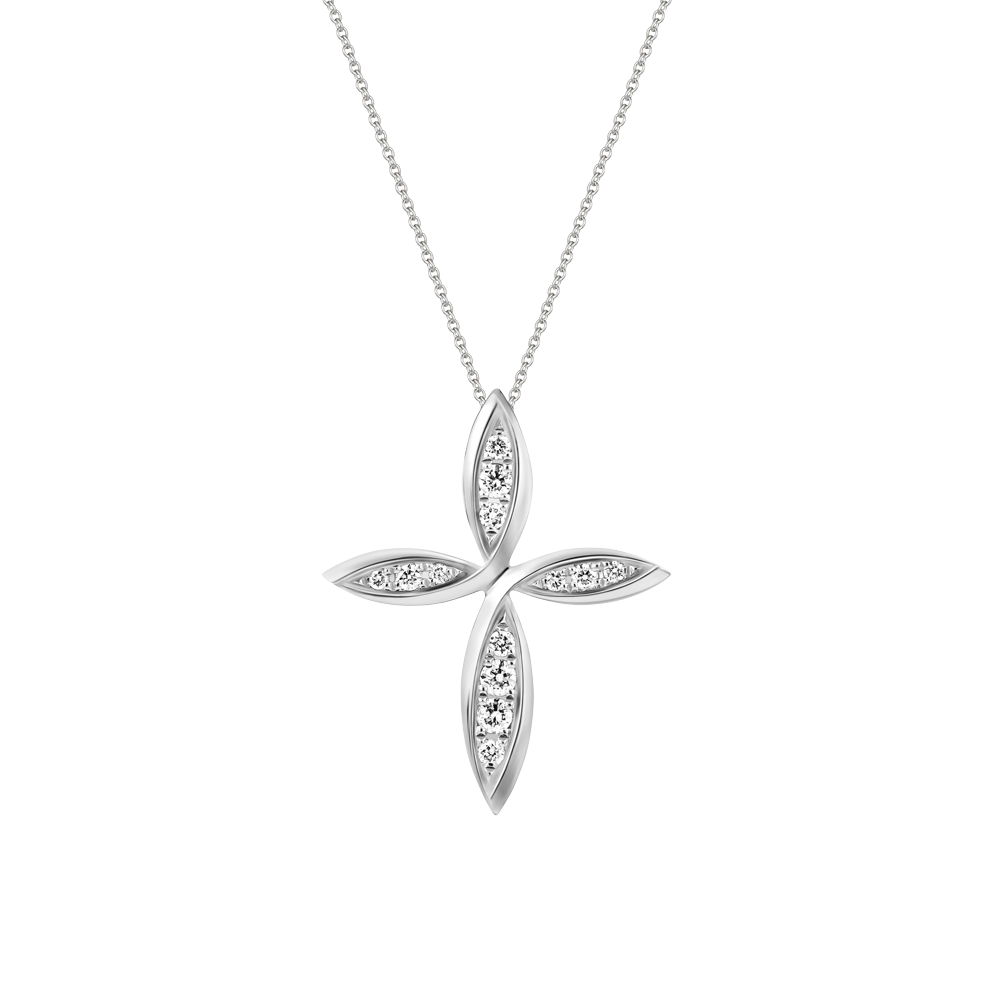 Mặt kim cương viên vàng 14K Cross flower N