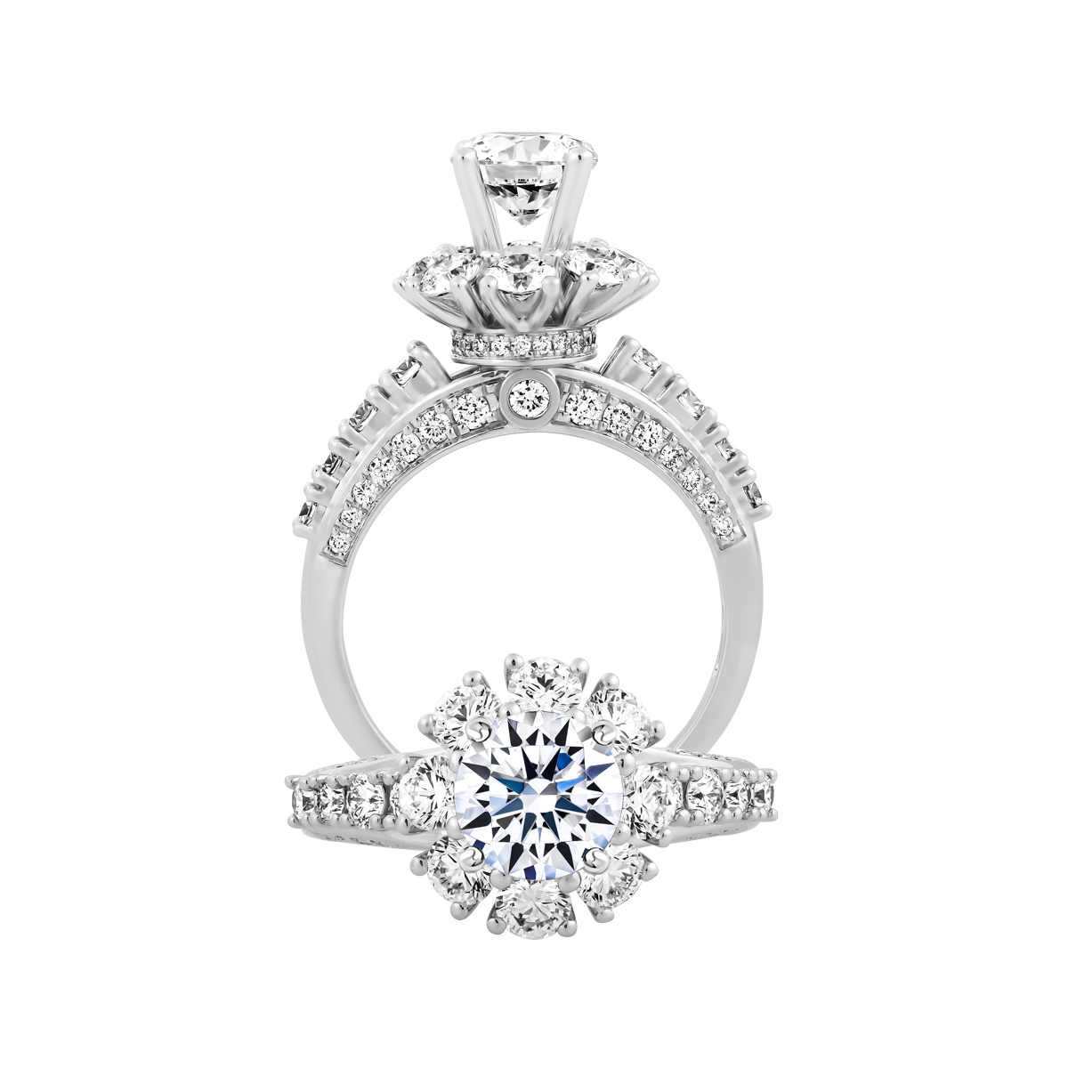 Ổ nhẫn nữ kim cương tấm vàng 14K Grandeur 5C