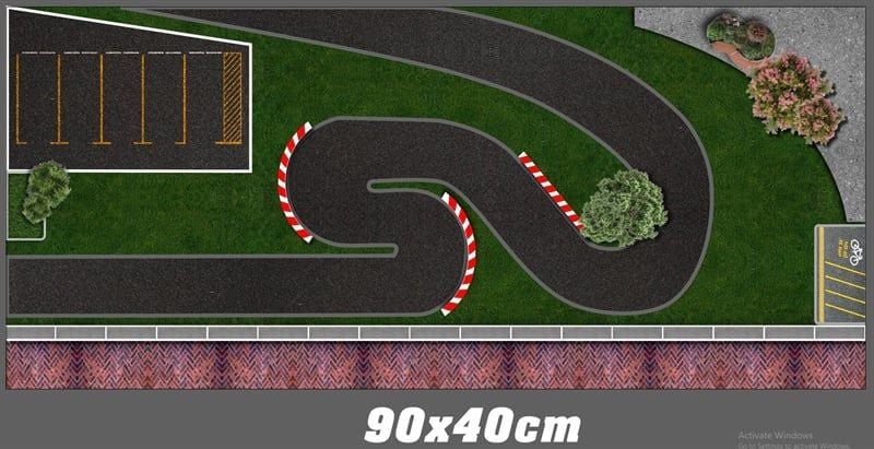 Phụ kiện thảm sa bàn chống trượt mô phỏng diorama bãi đỗ xe/ Parking lot đường xe chạy và công viên kích thước 90x40cm cho mô hình xe 1:64 Autono1 PT009
