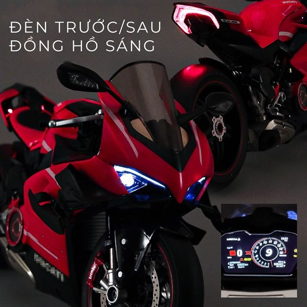 Mô hình xe Ducati V4 Superleggera có động cơ - Nồi quay được - phun khói khi vặn ga - kèm ben nâng tỉ lệ lớn 1:7 M92334 Alloy model MT06006