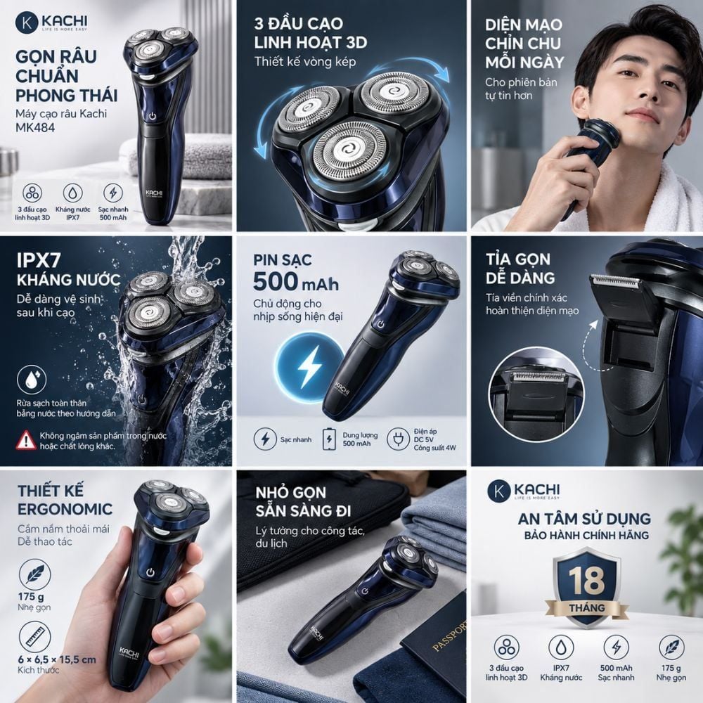 Máy cạo râu Kachi MK484 – hình ảnh chi tiết 10