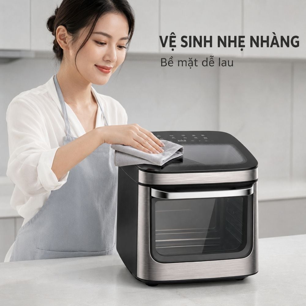 Hình ảnh chi tiết: Nồi chiên không dầu Mishio MK474 12L – Cảm ứng, cửa kính quan sát