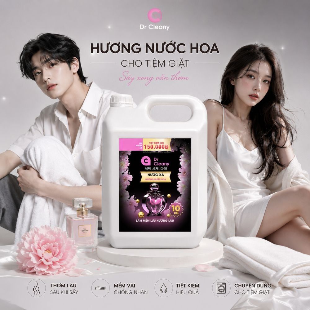 Hình ảnh chi tiết: Nước xả Dr Cleany 10KG (Đen) – Lưu Hương Lâu, Mềm Vải | Chuyên Dụng Giặt Ủi MK