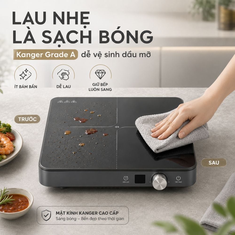 Hình ảnh chi tiết: Bếp Từ Đơn Mishio MK448 Công Suất 2000W – Mặt Kính Kanger Hạng A
