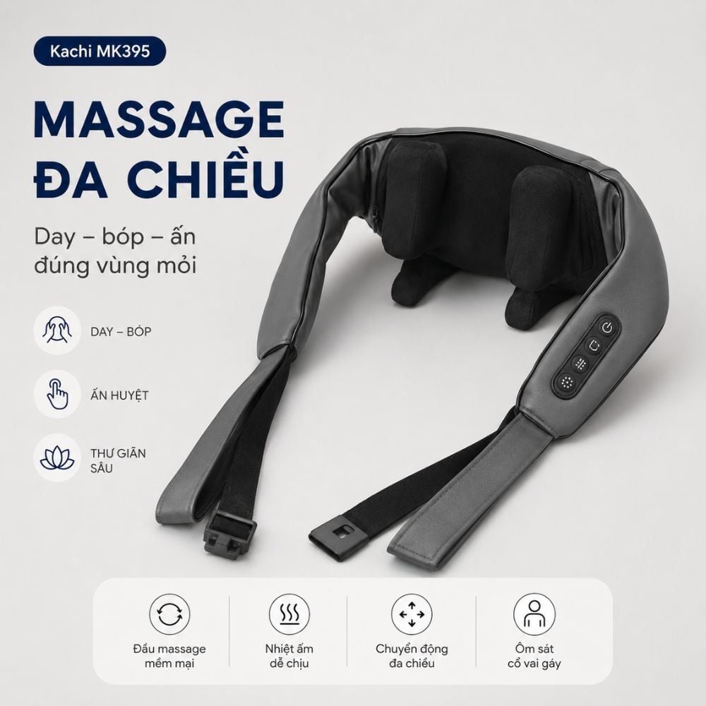 Hình ảnh chi tiết: Máy massage cổ vay gáy 6D Kachi MK395 mô phỏng bàn tay người, chạy pin không dây tiện lợi