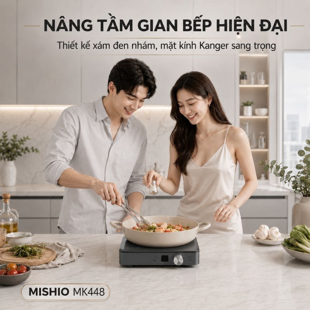 Hình ảnh chi tiết: Bếp Từ Đơn Mishio MK448 Công Suất 2000W – Mặt Kính Kanger Hạng A