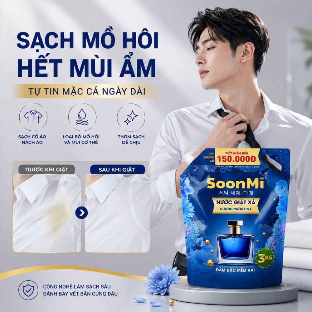 Hình ảnh chi tiết: Nước Giặt Xả 2 Trong 1 Soonmi 3kg Đậm Đặc – Công Nghệ Hạt Lưu Hương Ngọc Trai Lên Tới 3 Tuần MK