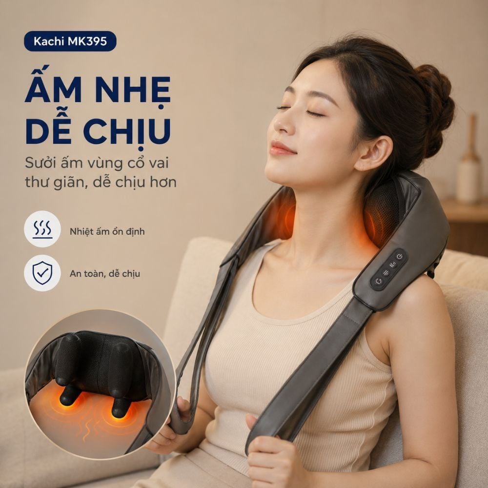 Hình ảnh chi tiết: Máy massage cổ vay gáy 6D Kachi MK395 mô phỏng bàn tay người, chạy pin không dây tiện lợi