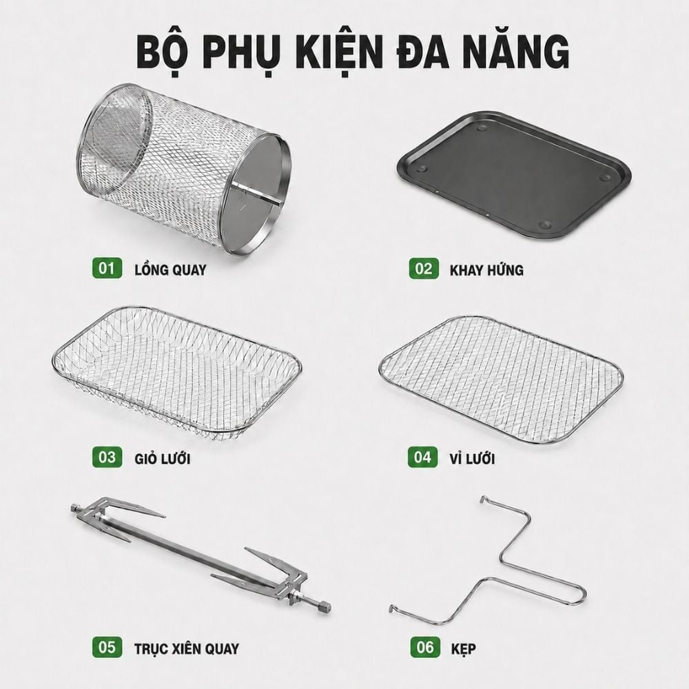 Hình ảnh chi tiết: Nồi chiên không dầu Mishio MK474 12L – Cảm ứng, cửa kính quan sát