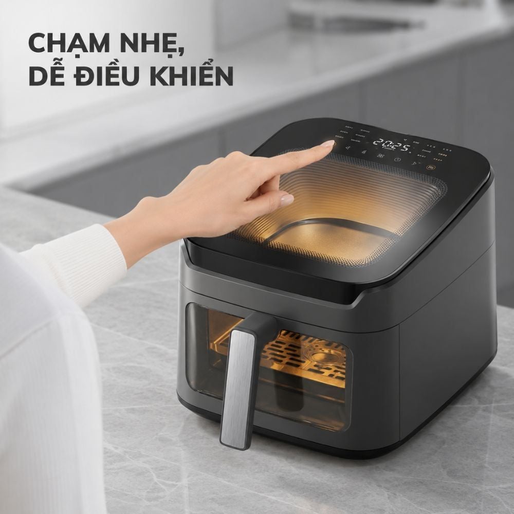 Hình ảnh chi tiết: Nồi chiên không dầu Mishio MK473 7L – Quan sát món ngon qua cửa kính