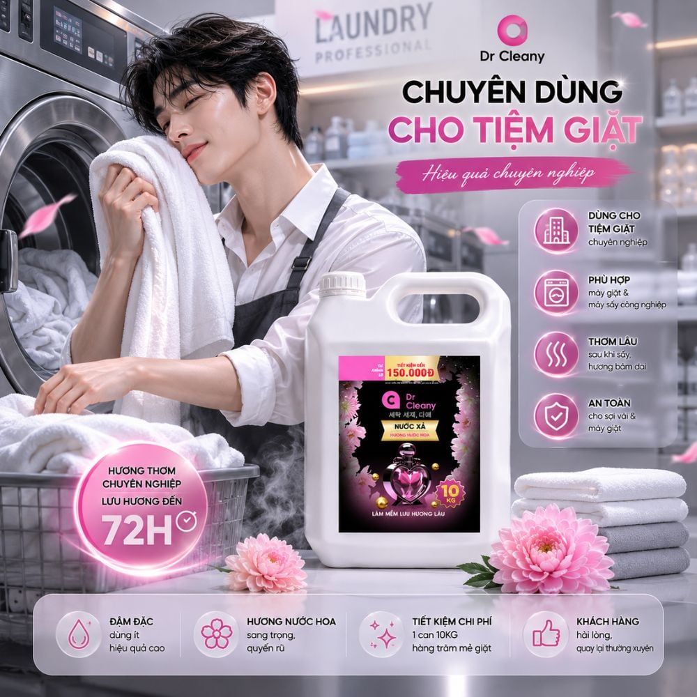 Hình ảnh chi tiết: Nước xả Dr Cleany 10KG (Đen) – Lưu Hương Lâu, Mềm Vải | Chuyên Dụng Giặt Ủi MK