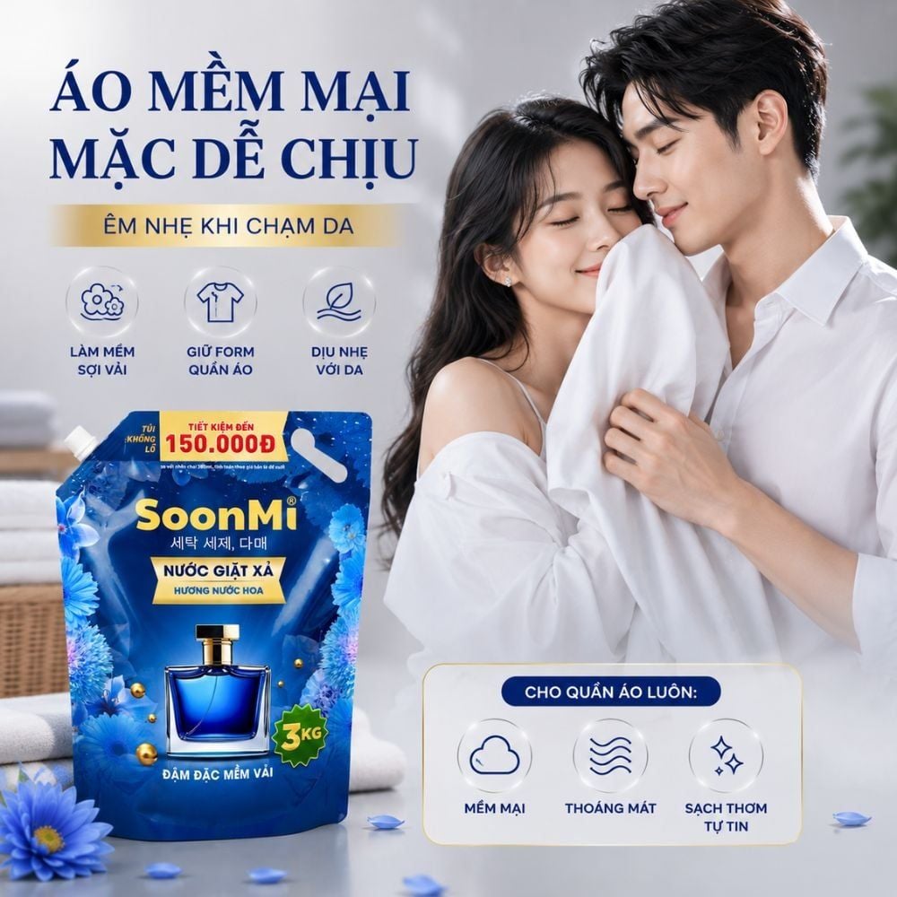Hình ảnh chi tiết: Nước Giặt Xả 2 Trong 1 Soonmi 3kg Đậm Đặc – Công Nghệ Hạt Lưu Hương Ngọc Trai Lên Tới 3 Tuần MK