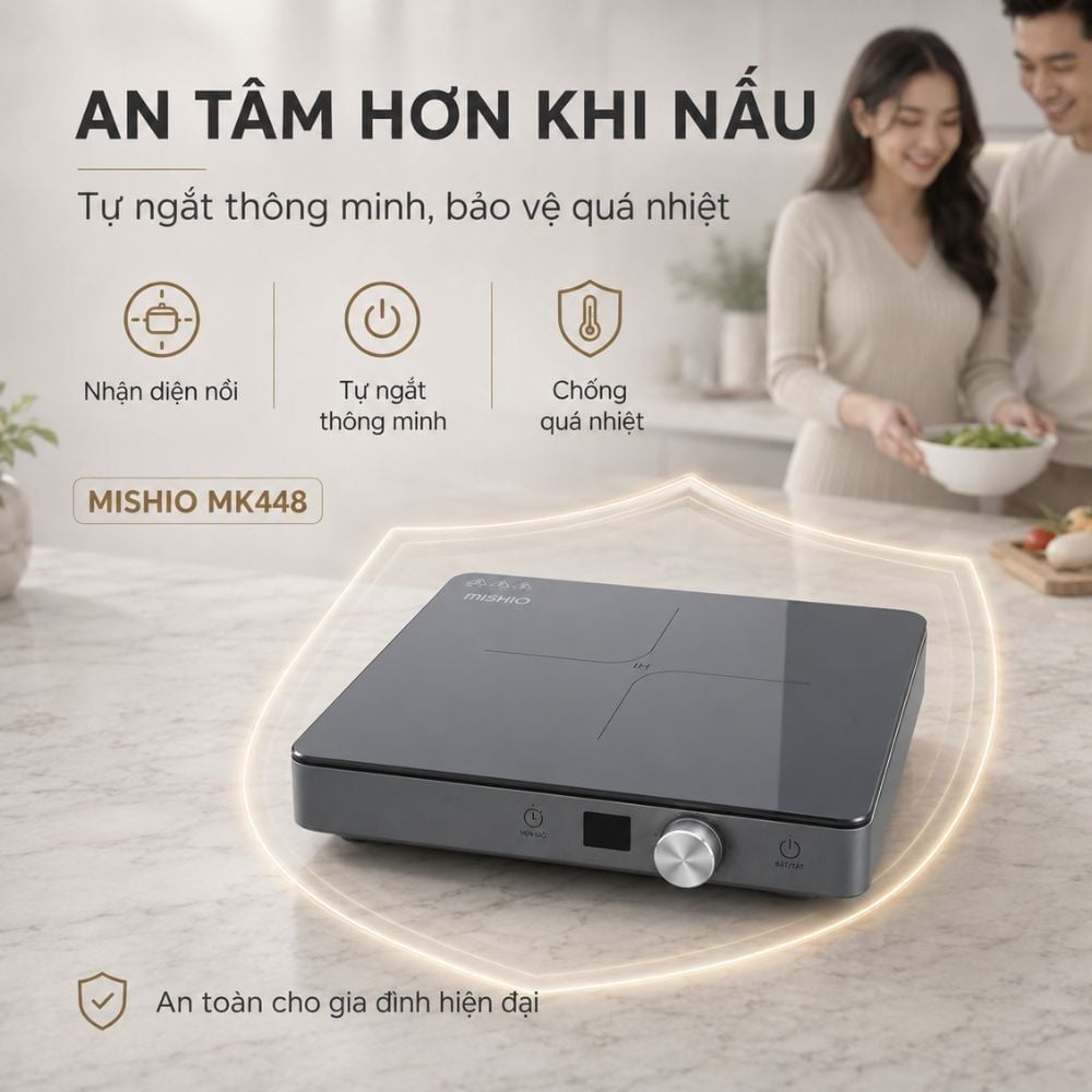 Hình ảnh chi tiết: Bếp Từ Đơn Mishio MK448 Công Suất 2000W – Mặt Kính Kanger Hạng A