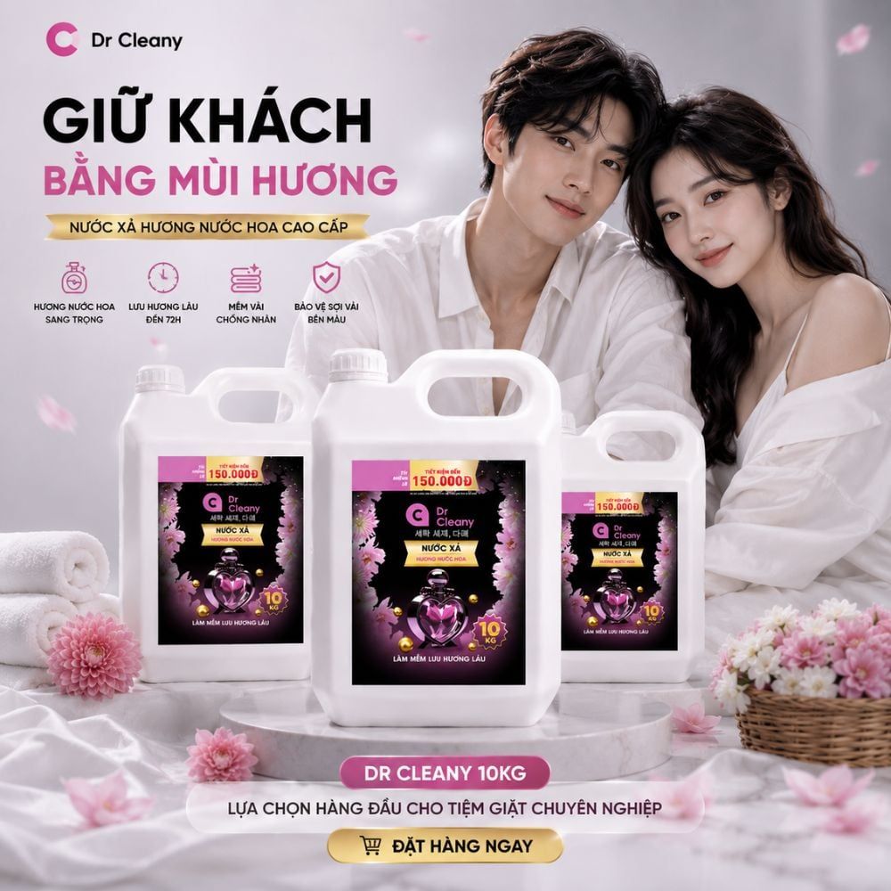Hình ảnh chi tiết: Nước xả Dr Cleany 10KG (Đen) – Lưu Hương Lâu, Mềm Vải | Chuyên Dụng Giặt Ủi MK