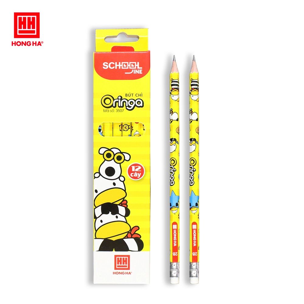 Bộ 12 bút chì Oringa 2B có kèm đầu tẩy Hồng Hà - 3507