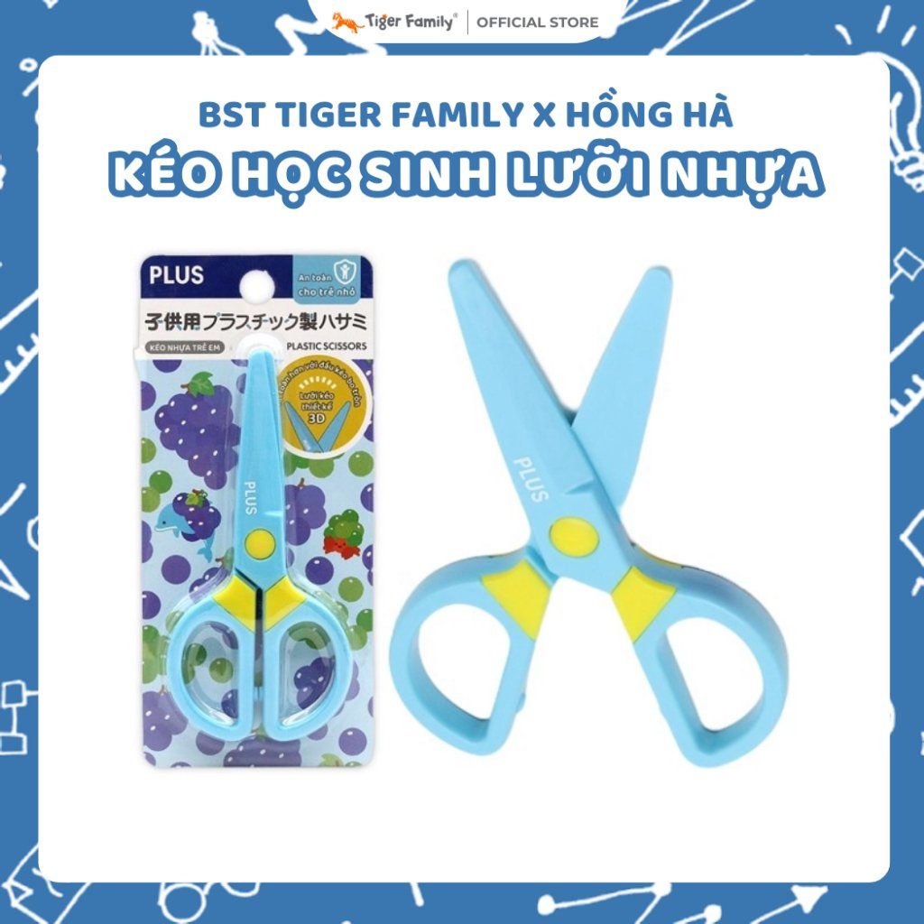 Kéo học sinh lưỡi nhựa màu xanh dương 200-V023 - 88781