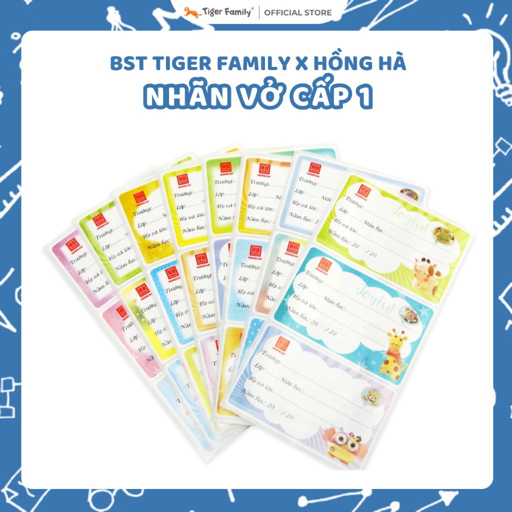 Nhãn vở Hồng Hà (75x47mm) thiết kế ngộ nghĩnh, giấy Decal chất lượng cao phù hợp học sinh tiểu học 3470