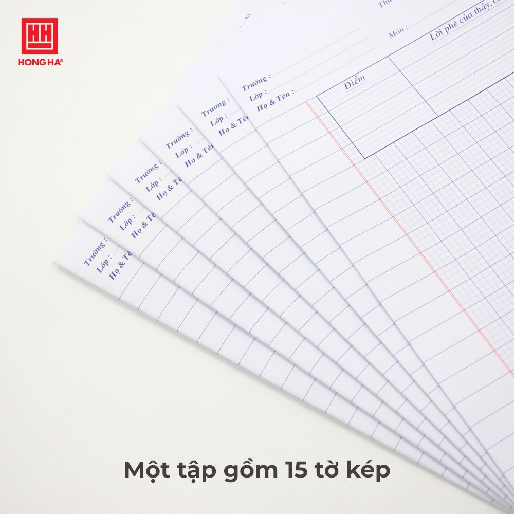 Giấy kiểm tra Hồng Hà 4 ô ly điểm 10 cho học sinh cấp 1 Dòng kẻ rõ nét, giấy viết không nhòe - 4919