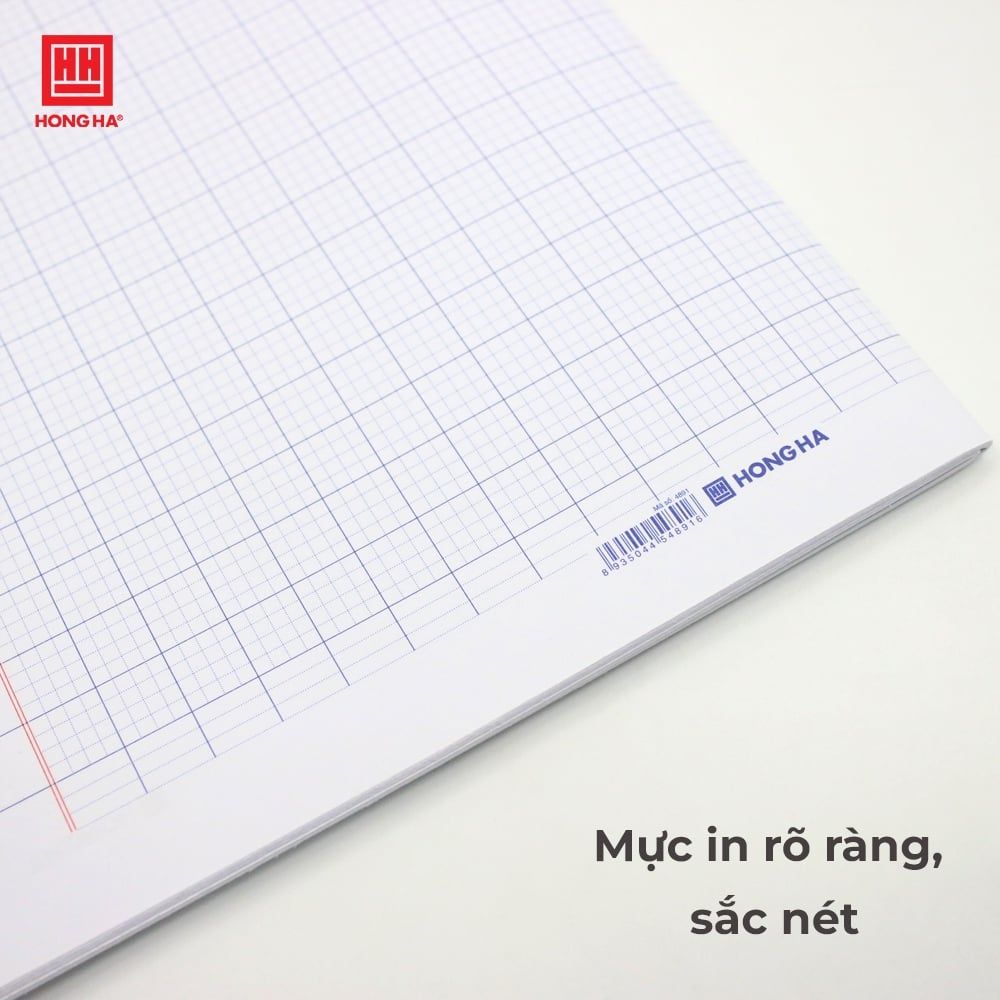 Giấy kiểm tra Hồng Hà 4 ô ly điểm 10 cho học sinh cấp 1 Dòng kẻ rõ nét, giấy viết không nhòe - 4919