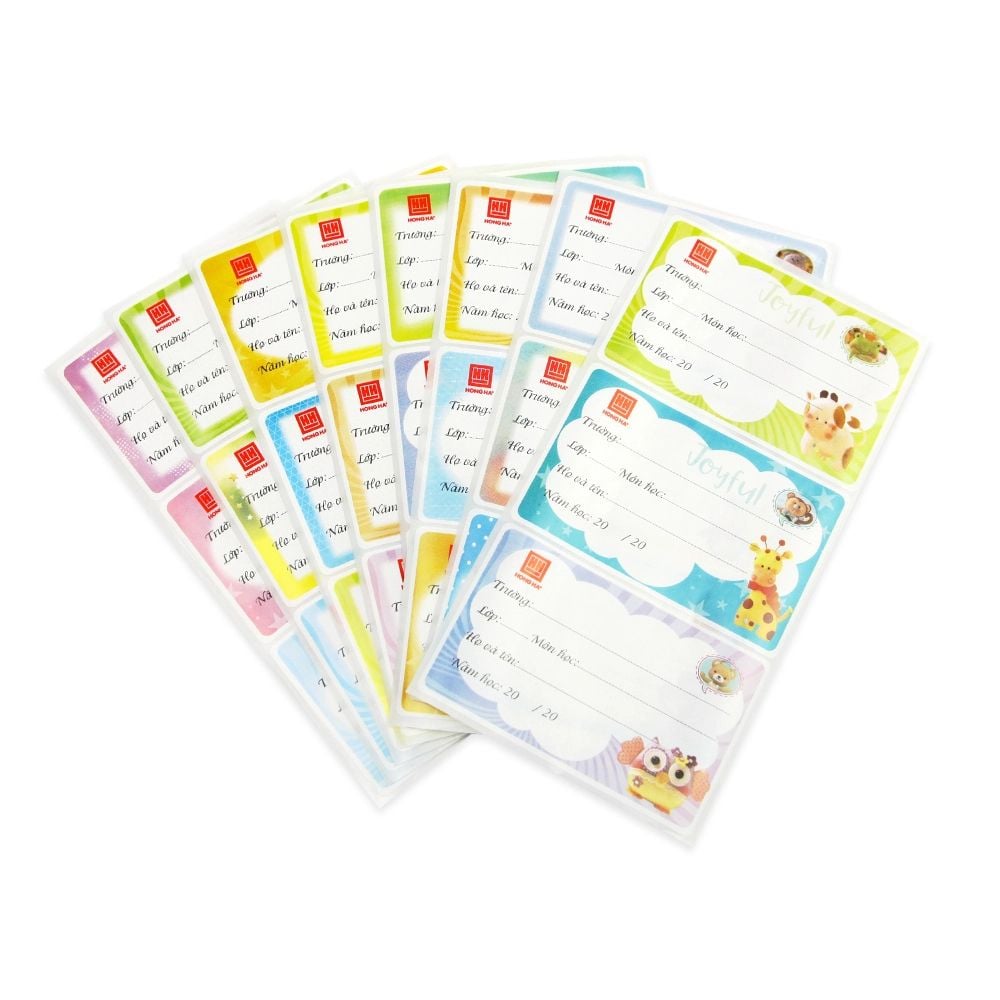 Nhãn vở Hồng Hà (75x47mm) thiết kế ngộ nghĩnh, giấy Decal chất lượng cao phù hợp học sinh tiểu học 3470