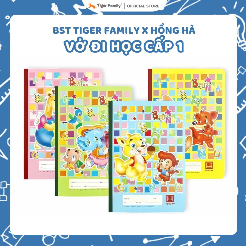 Combo 10 Vở 4 Ô ly 48 trang School Bạn Nhỏ Hồng Hà - 0509