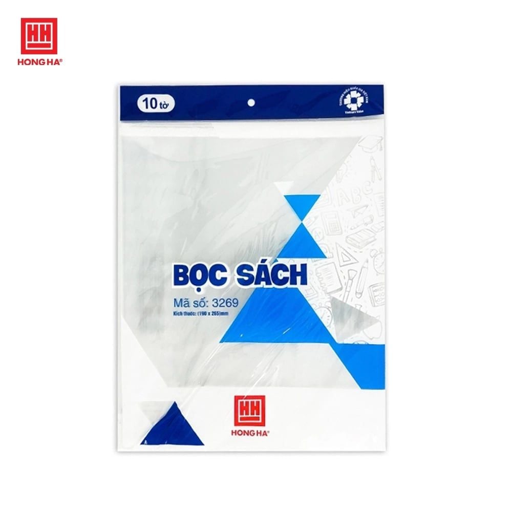 Bọc sách nylon Hồng Hà (190x265mm) phù hợp cho các sách giao khoa và vở viết 3269