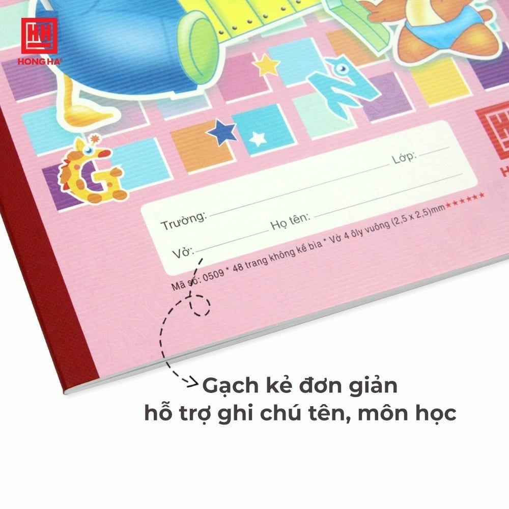 Combo 10 Vở 4 Ô ly 48 trang School Bạn Nhỏ Hồng Hà - 0509