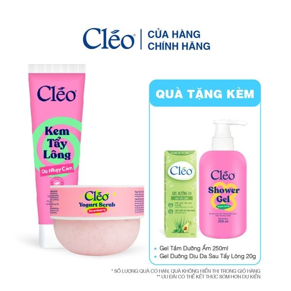 Combo Kem Tẩy Lông Da Nhạy Cảm/ Da Thường 100g & Yogurt Tẩy Da Chết Strawberry 200ml