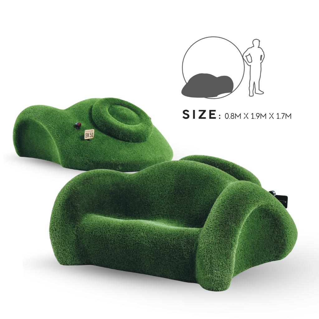 Mô hình TT, Băng ghế hình xe (T3- 1001), 0,8h*1,9d*1,7w m